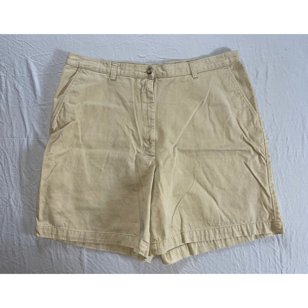 Eddie Bauer Flat Front 100% Cotton Chino Shorts. Beige, Women's Size 16. EUC!!